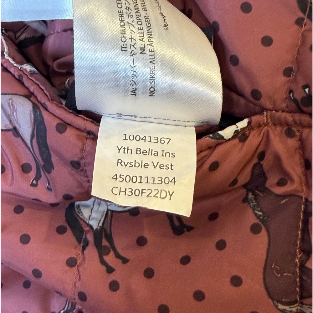Ariat Girls Bella Reversible Insulated Puffer Vest Wild Ginger Ponies Youth XL - Picture 7 of 9
